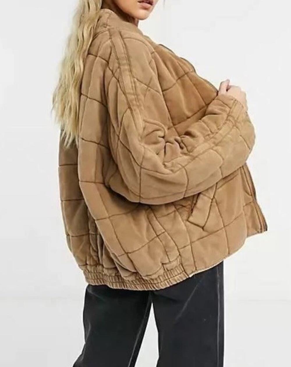 Free People Dolman Quilted Knit Jacket Top Oversized Zip-up Slouchy Size XS